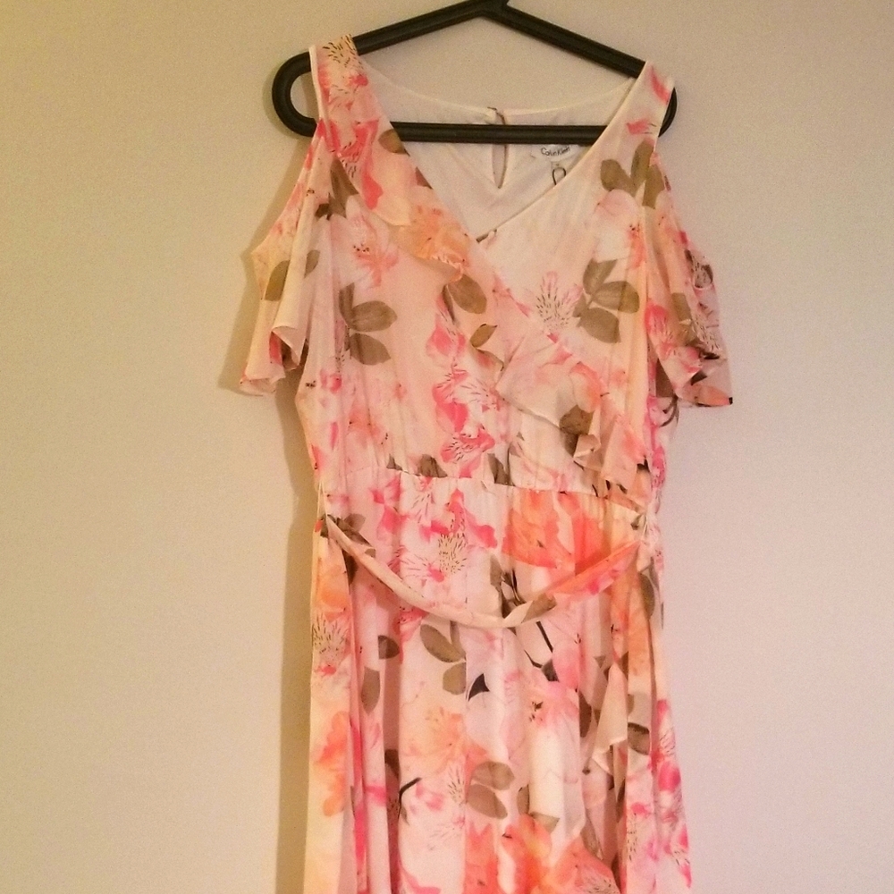 Calvin Klein Floral cold shoulder dress